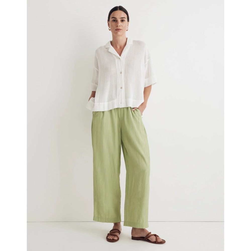 Madewell Crinkled Crepe Straight-Leg Crop Pants - Size Medium